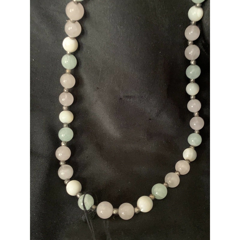 Vintage Gemstone Beaded Necklace Mother of Pearl - Picture 8 of 11